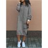 Women's Fall Hooded Pullover Top Solid Color Casual Long Sweatshirt