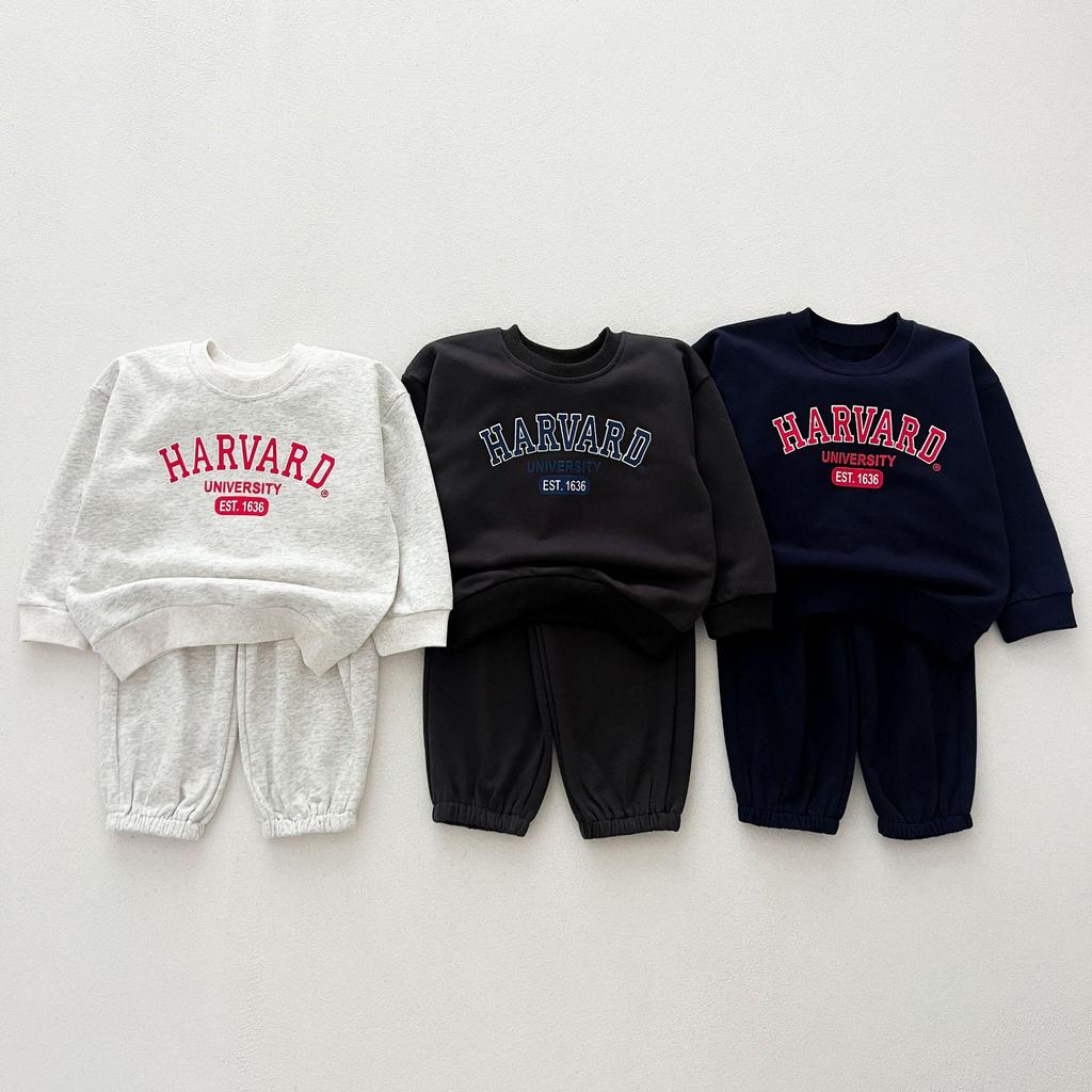 Kids' Spring/Autumn Sports Set: Boys' Letter Print & Winter Fleece-Lined Baby Girl Sweatshirt with Pants