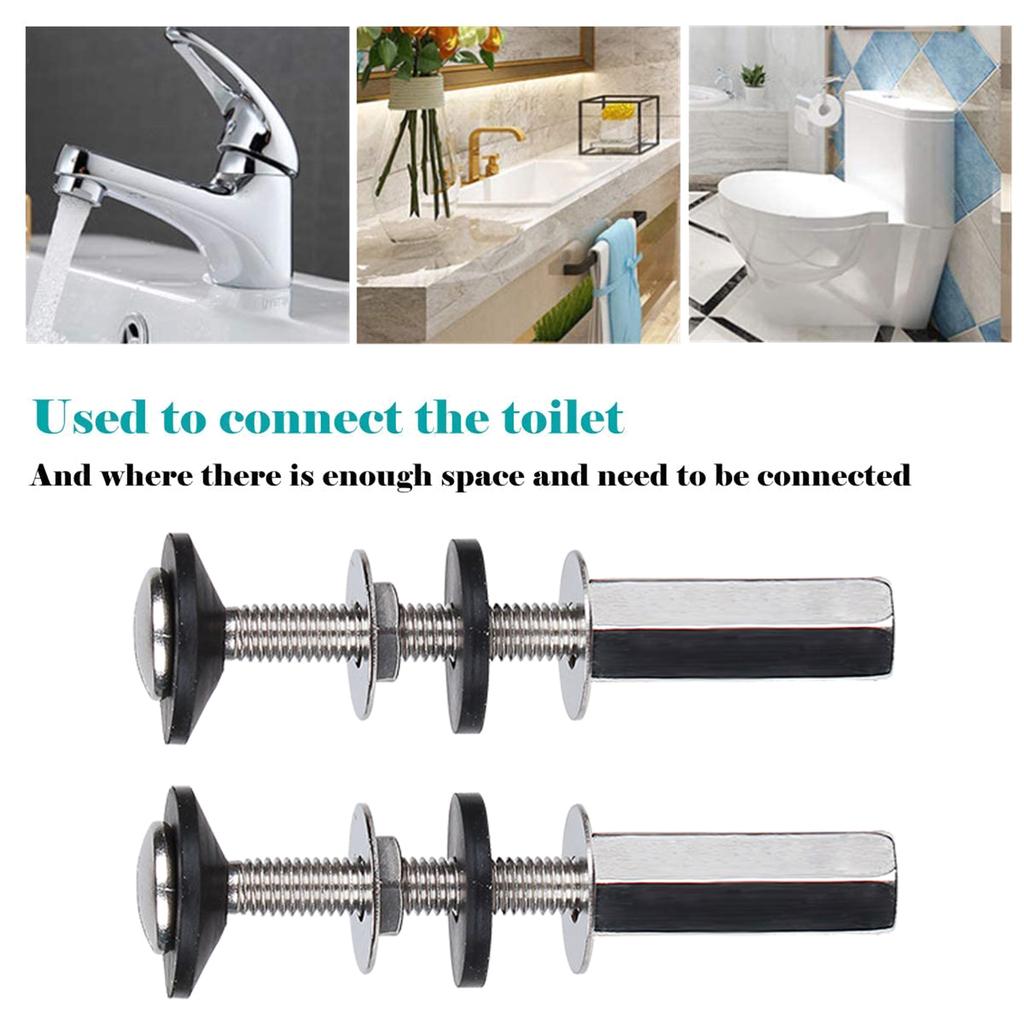 Stainless Steel Bolt Through Kit Practical Toilet Tank Screws for Connecting The Toilet Cistern To Pan Include Bolts
