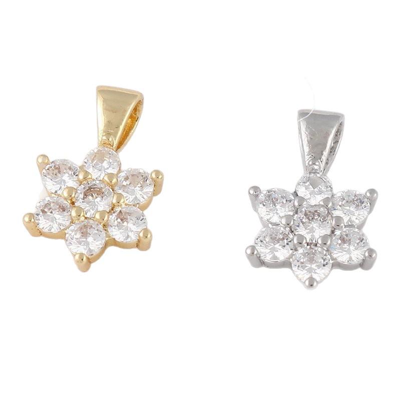 Two-Tone Gold & Silver Snowflake Pendant with Full Diamonds - Delicate DIY Jewelry Accessory for Collarbone Chain