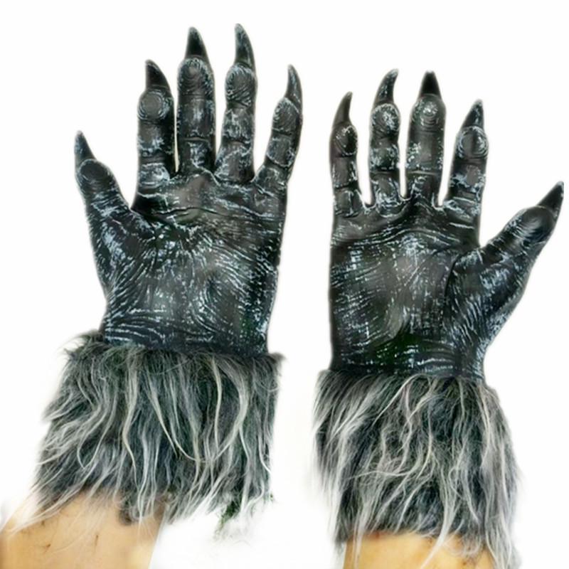 Halloween-Werwolf-Handschuhe – Maskenball-Requisiten, Plüsch-Wolfspfoten