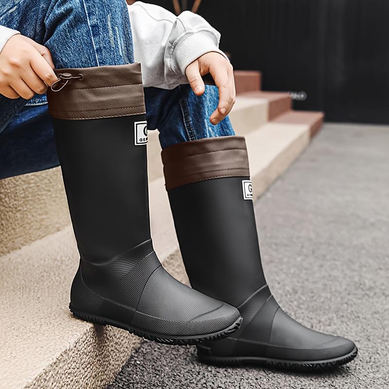 Adult Couple Men's and Women's Long Foldable Rain Boots, Waterproof and Anti Slip Rain Shoes