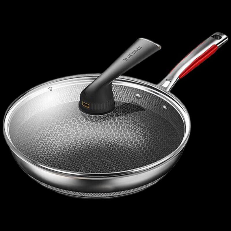 KOBACH 32cm 304 Stainless Steel Non-stick Honeycomb Wok