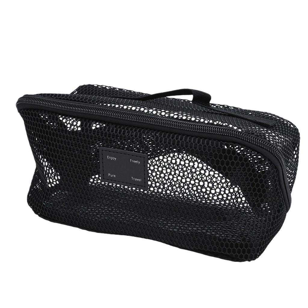 Mesh Makeup Bag Large Capacity Open Flat Toiletry Bag Travel Organizing   Pouch for Women