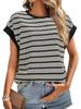 Dámské pruhované volné pletené tričko 2025: Evropská a americká móda, léto/jaro s kulatým výstřihem
