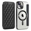 For iPhone 15 Plus Built-in Lens Film Phone Case RFID Blocking Card Slots Leather Cover Compatible with MagSafe