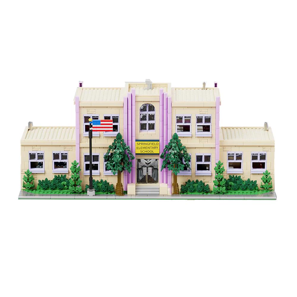 Springfield Elementary School House Buildings Sets,8 Figures City Apartment Architecture Model Modular Buildings Blocks 3500 PCS