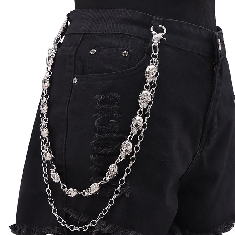 Fashion Punk Metal Pants Chain Trendy Hip Hop Waist Chains For Men Women Personalized Skeleton Pendant Jeans Chain Gifts