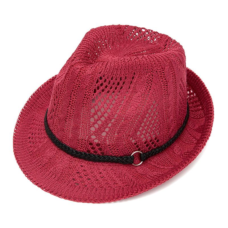 Summer Men Women Hollow Mesh Panama Hat British Retro Jazz Hat Vacation Breathable Sun Protection Sunshade Hat