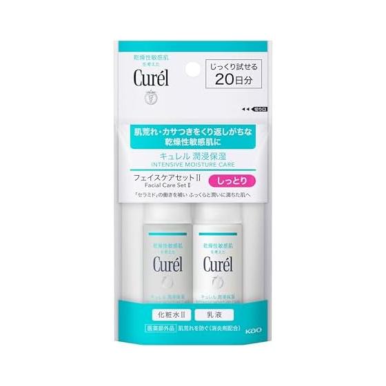 Curel [Набор для 20-дневного использования] Увлажняющий уход за лицом (лосьон 30мл + эмульсия 30мл) II влажный 2 штуки ассорти