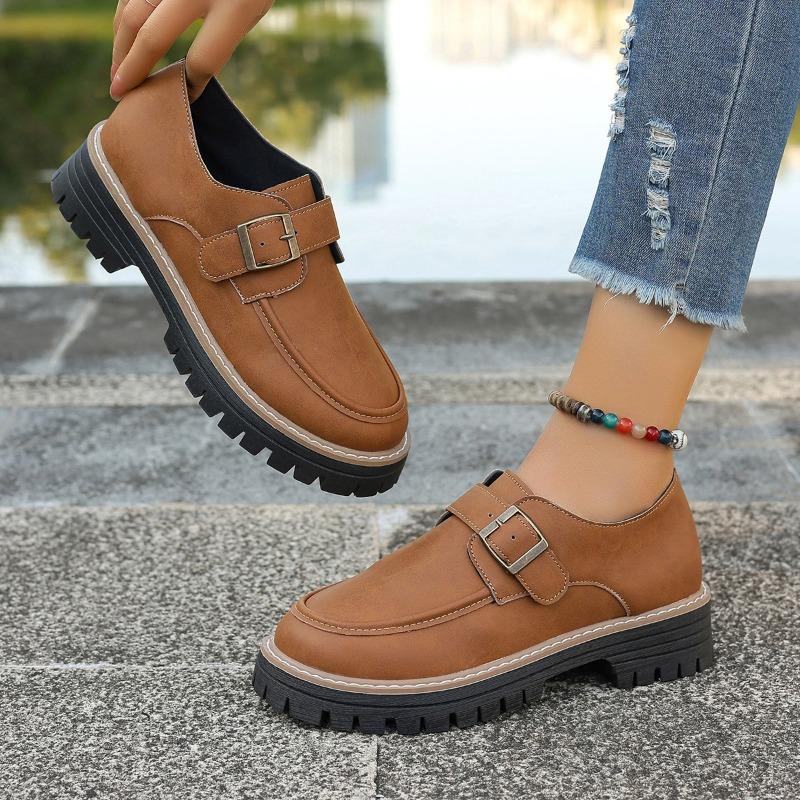 Women's Platform Loafers New Fashion Versatile Retro Small Leather Shoes British Style Thick Heel Spring and Autumn