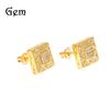 Source Hip-hop Tide Brand Copper Gold-plated Square Micro-inlaid Zircon Stud Earrings Hiphop Earrings