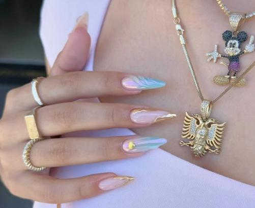 New Nail Art Film European And American Y2K Spice Girl Style Ins Long Almond Long Tip Nail Wearing Nail Patch