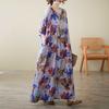 Boho Summer Dress for Women  Loose Fit V-Neck Short Sleeve Cotton Linen Maxi Dress Casual Beach Vacation Dress