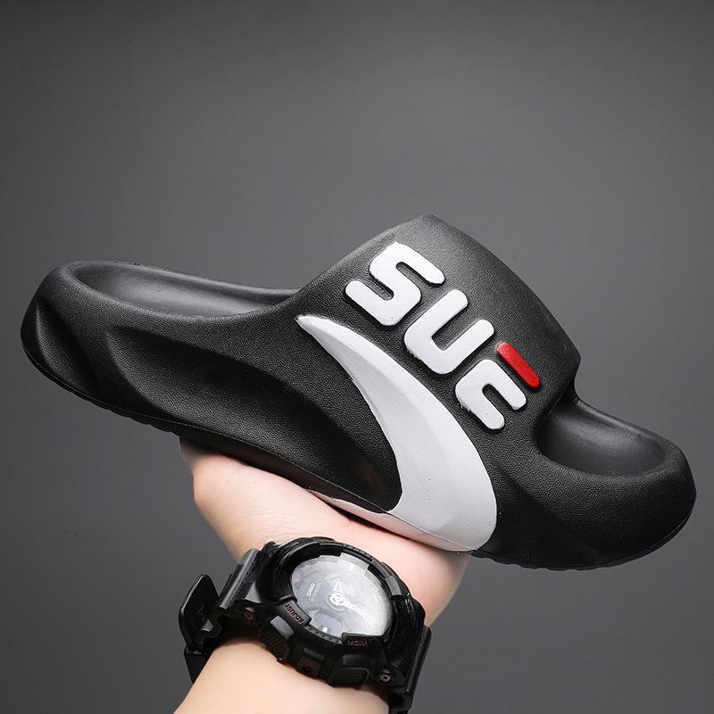 

Летние мужские тапочки из ЭВА с мягкой толстой подошвой, сандалии для дома, мужская пляжная обувь с толстой подошвой 40-41 чёрный