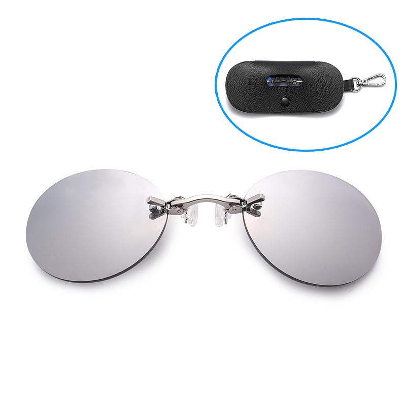 

KAEDEK Clip On Nose Glasses Round Rimless Matrix Morpheus Sunglasses Mini Frameless Vintage Men Eyeglasses UV400 0