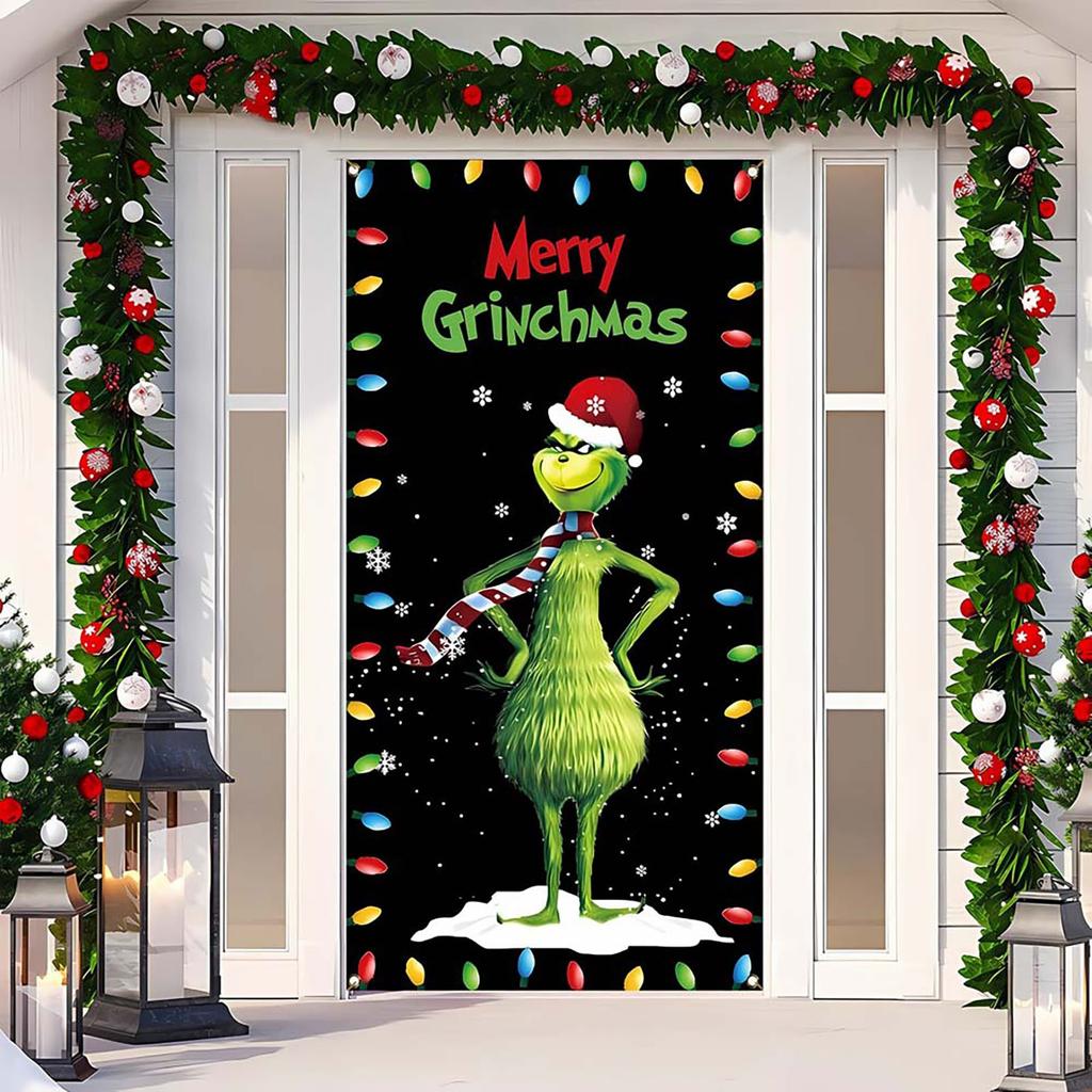 Christmas Door Width Polyester Cloth Christmas And New Year Decoration Christmas Door Curtain Christmas Decoration