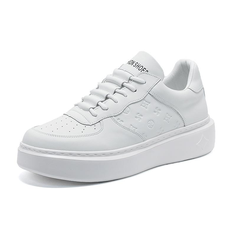 Małe białe buty męskie na platformie jesień nowość niszowe podwyższające męskie buty skórzane wszechstronne modne buty Wenzhou na miejscu transmisja na żywo