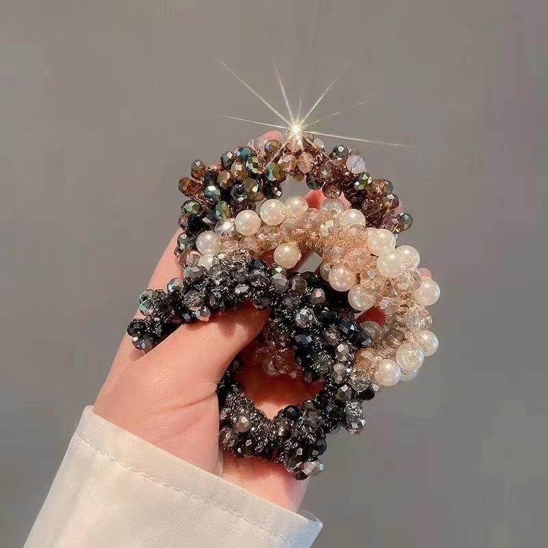 Korean Style Colorful Crystal Elastic Hair Tie & Women's Bracelet