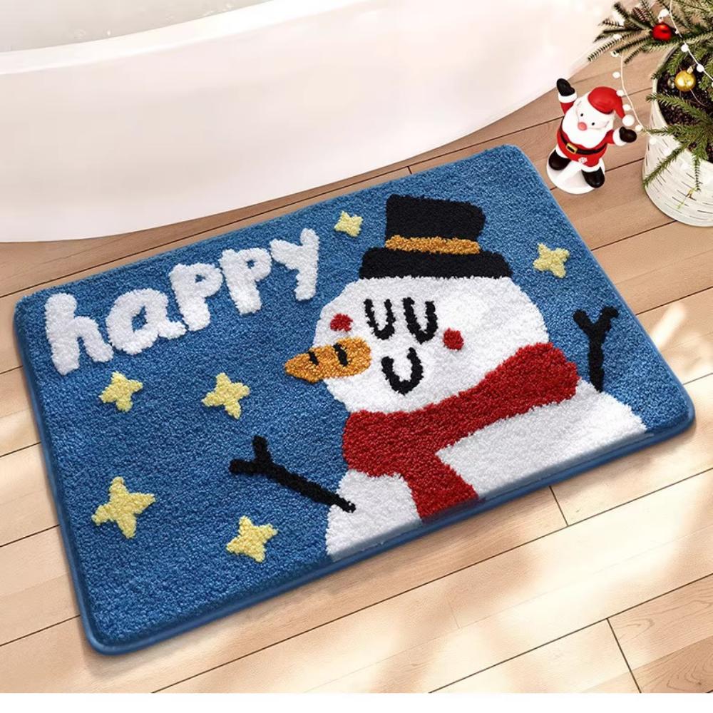 

VIKAMA Christmas Imitation Cashmere Rug Soft Non-Slip Bathroom Mat Living Room Bedroom Entrance Doormat Winter Home Decor 40x60cm 16x24inch