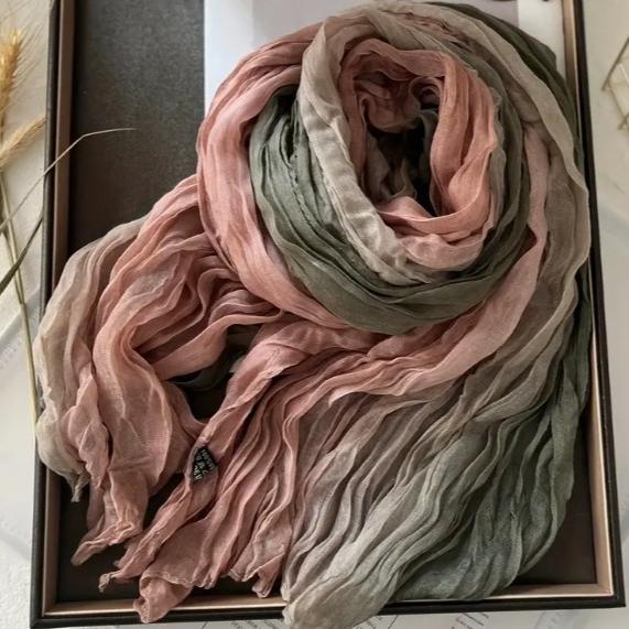Women's Elegant Multicolor Gradient Scarf Soft Lightweight Breathable Sacrf Spring/Fall/Winter Bohemian Style Accessory
