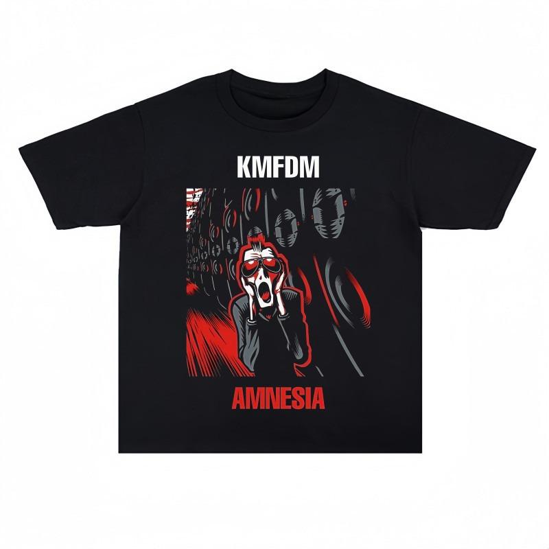 Band KMFDM Metal Rock Printed Tshirt Pure Cotton ShortSleeved HipHop American Style Shirt Trendy for Both Men and Women
