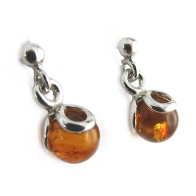 [N1979] - Brincos de Prata 'Inspiração' Âmbar (ródio) - 15x7 mm