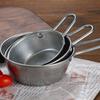 Vintage Stainless Steel Round Rice Wine Bowl with Handle Korean Style Multipurpose Fruit Salad Bowl Dinnerware Kitchen Utensils