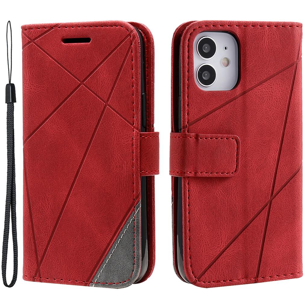 For iPhone 12 Mini Case Wallet Leather Phone Cover Skin-touch Texture