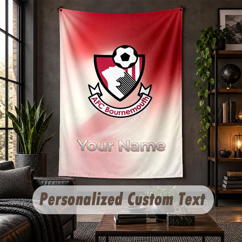 Wall Tapestry Bournemouth Football Print Custom Name Text Wall Hanging Home Decor