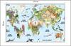 Photomural Watercolour World Map Washable Fleece 135x90