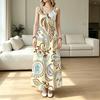 Summer Sleeveless Paisley Print Maxi Dress,Lightweight Loose Fit Vacation Sundress for Daily Casual Occasions