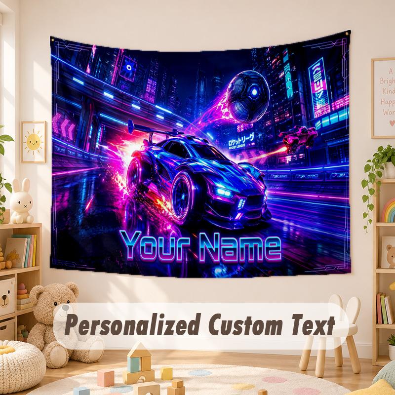 Custom Name Text Tapestry,Rocket League Boho Wall Hanging, Decorative Backdrop Tapestry For Room