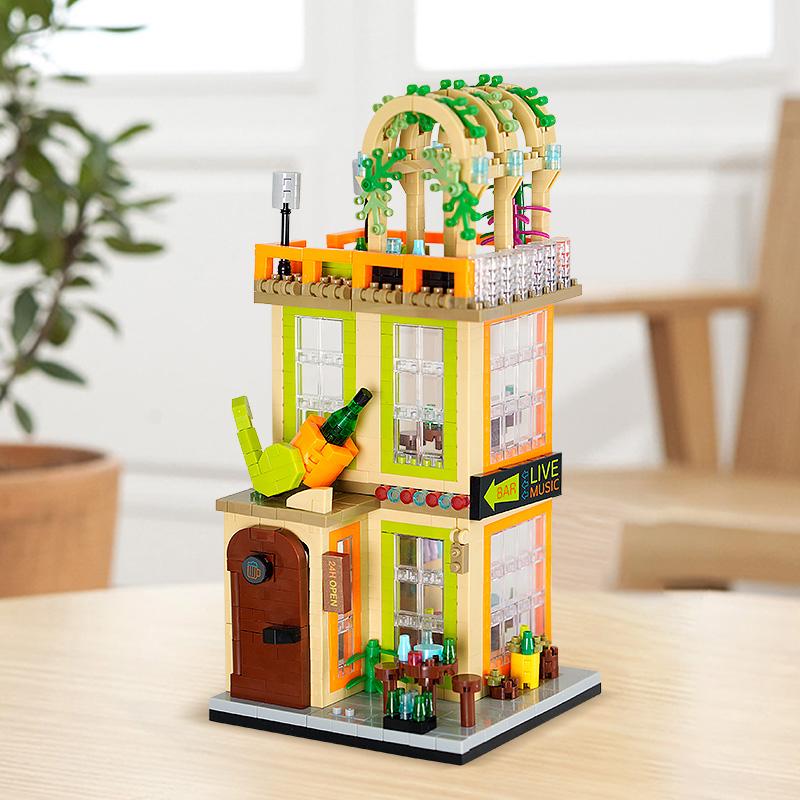 City Street View Series Micro Building Blocks Coffee Shop Particle Block Toys Diy Assembly Games Home Decoration Children Gift