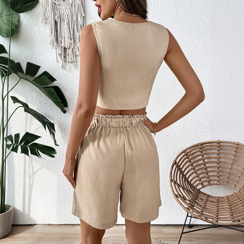Women's Sleeveless Vest Top Shorts Set Two-piece Set