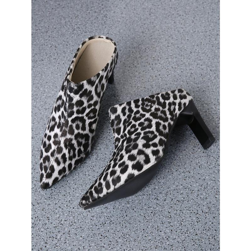 2025 Frühling/Sommer Übergröße Neuankömmling Spitzschuh Stiletto Leopardenmuster Sexy Mode Pantoletten