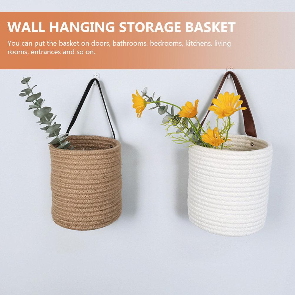 Cotton Rope Hanging Basket for Wall Storage Small Space Saver Organizer Ideal for Flowers Fruits Vegetables in Kitchen Bedroom