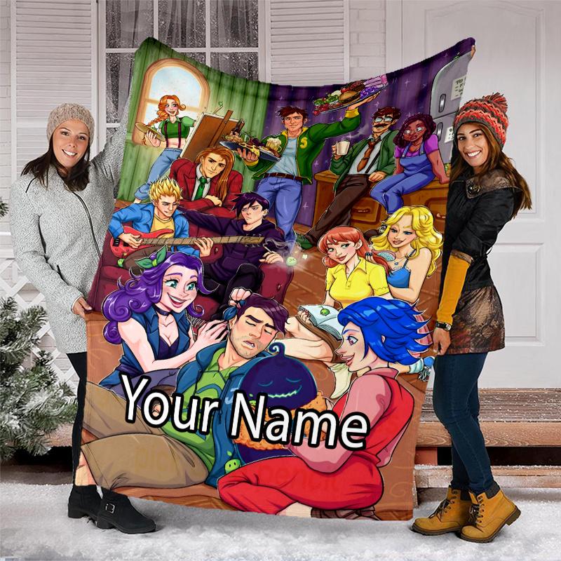 Custom Name Stardew Valley Theme Printed Blanket - Perfect for Couch, Bed, Travel & Outdoor Use | Machine Washable, Cozy & Durable.