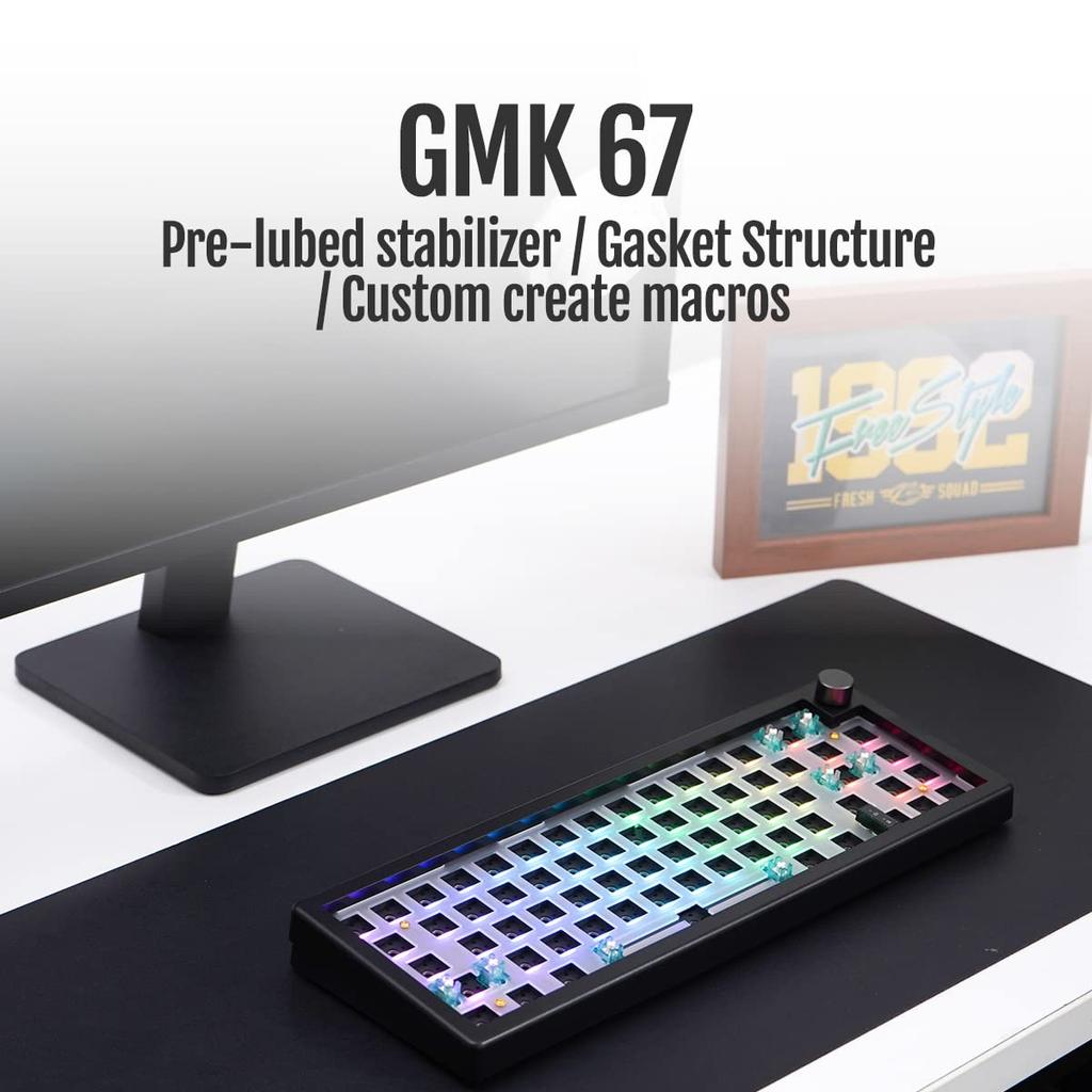 GMK67 Gasket Mount Mechanische Tastatur Bluetooth EVA Matt Angepasste RGB-Tastatur Kompatibel mit Kit, Hot-Swappable 5.0/2.4G/Type-C Tri-Mode 65%
