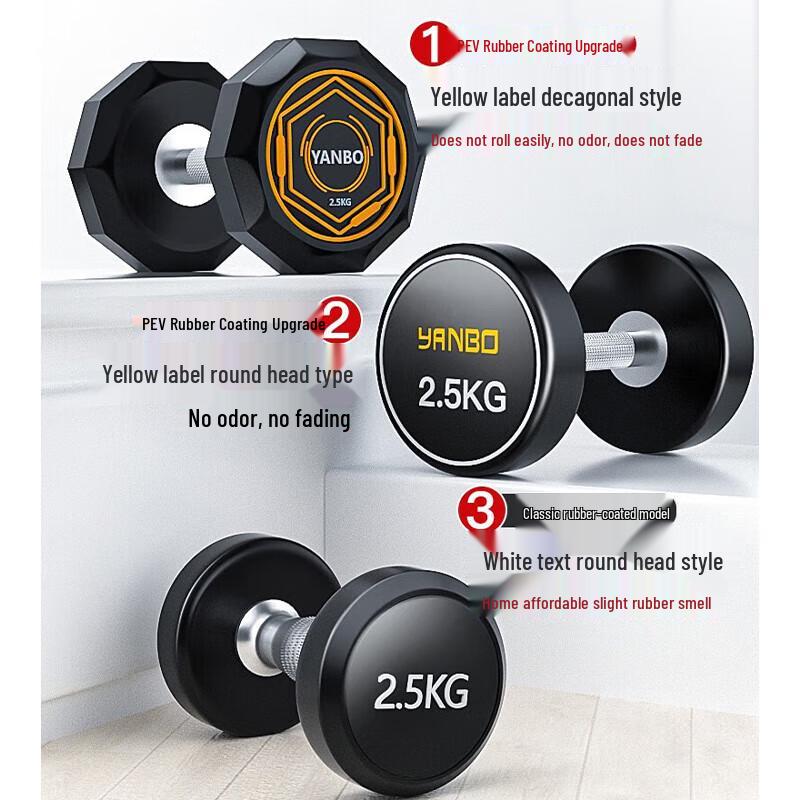 Xilu 210kg Round Head PEV Dumbbell Set with Rack and Mat