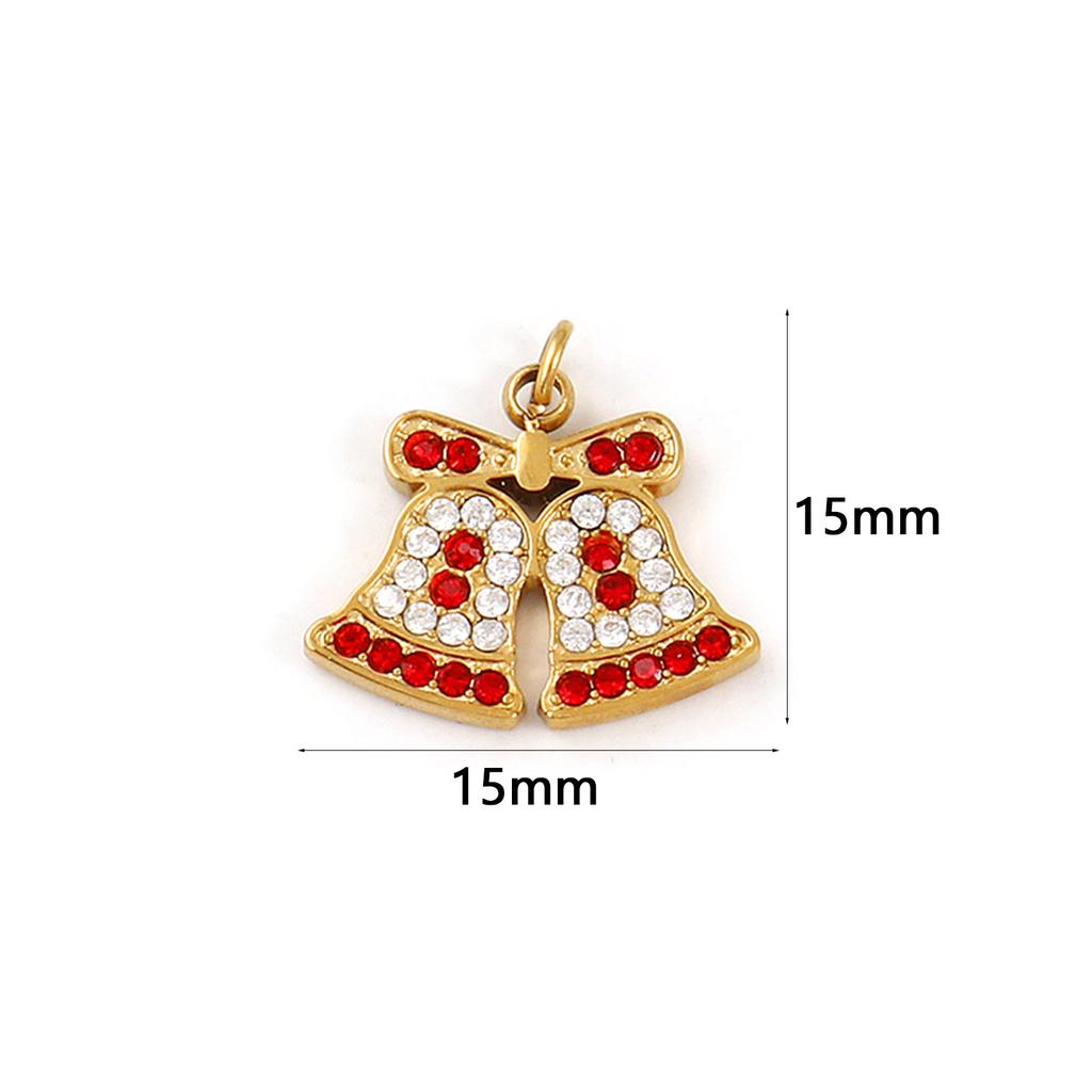 1 Pc 304 Stainless Steel & Cubic Zirconia Christmas Charms Glove Santa Claus Christmas Tree Pendants For Keychains Necklace DIY