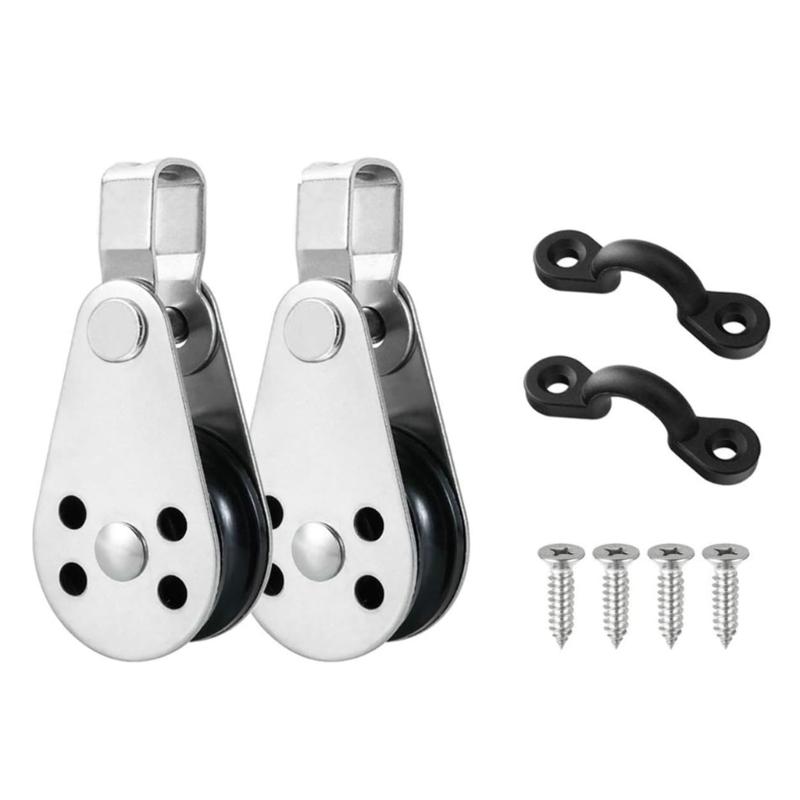 

Kayak Canoes Anchors Trolley Kits Boats Pulley Block with Pad Eye & Screws Boats Kayak Accessories Easily to Install 1