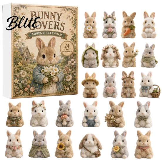 Acrylic Rabbit Advent Calendar 2026 Bunny Calendar, 24 Days Ornaments Christmas Countdown Birthday Party Favors 2D Flat Cute Animal Pendants for Xmas