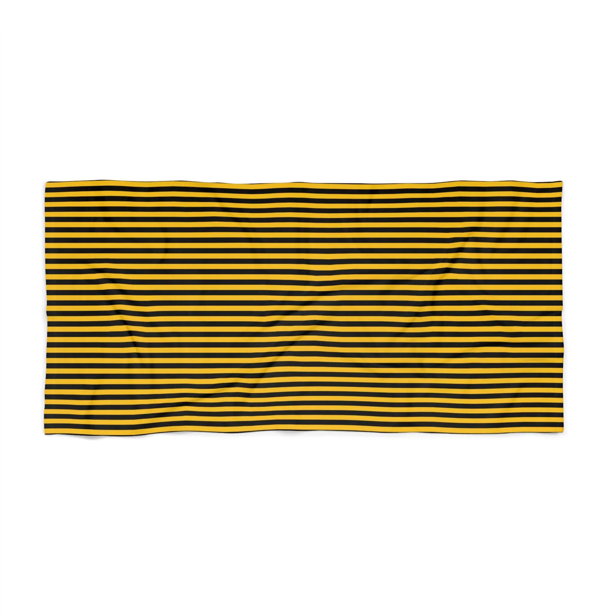 Black & Yellow Striped Beach Towel, Nautical Stripe Pattern, Soft Summer Beach & Pool Essential W40*H60(CM)