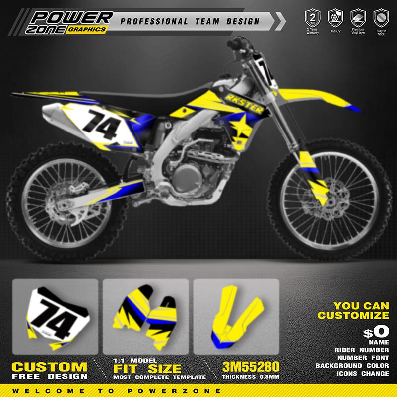 POWERZONE Custom  Motorcycle Stickers For SUZUKI RMZ450 2008-2017 RMZ 450cc Customized Graphic Number Protection Kit 01