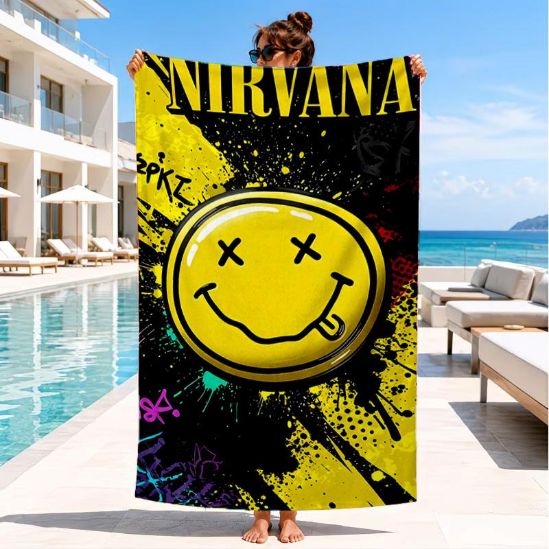 1PC Nirva-na Microfiber Beach Towel, Soft Lightweight And Quick-Dry, Ideal for Summer Travel, Beach Essential, Swimming Pool Gift