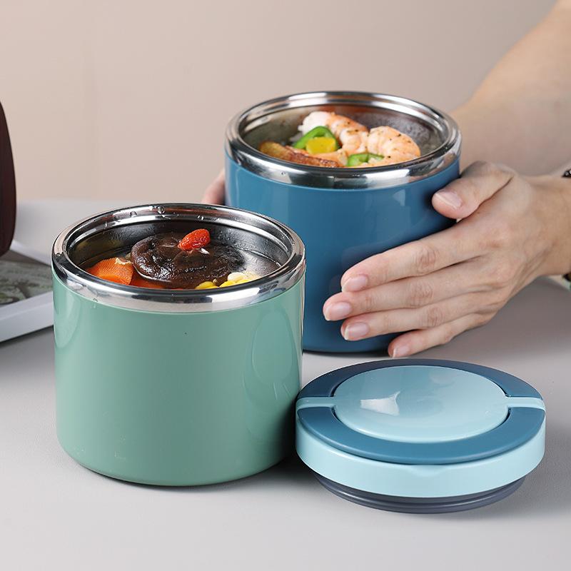Stainless Steel Lunch Insulation Bucket Box With Rice Wholesale Round Sealed Japanese Lunch Box