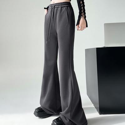Fashion Low Waist Casual Loose Flare Pants for Women Slim Fit Straight Wide Leg Pants Women Capris Elegant Simple Drawstring Ladies Trousers 25621