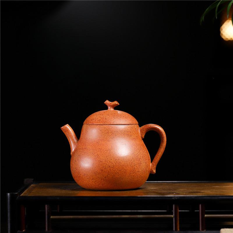 230ml Yixing Purple Clay Teapots Master Handmade Gourd Pot Raw Ore High Temperature Wood-fired Mud Tea Brewing Kettle Zisha Tea