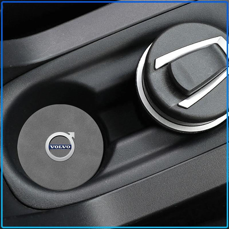 Car Leather Water Coaster Non-Slip Mat Car Bottle Holder Insert Pad For Volvo XC60 XC90 S60 S80 S40 V40 V60 V70 V50 XC70